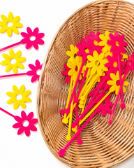 Acrylic Flower Drink Stirrers | Pink & Yellow Daisy Cocktail Stirrers