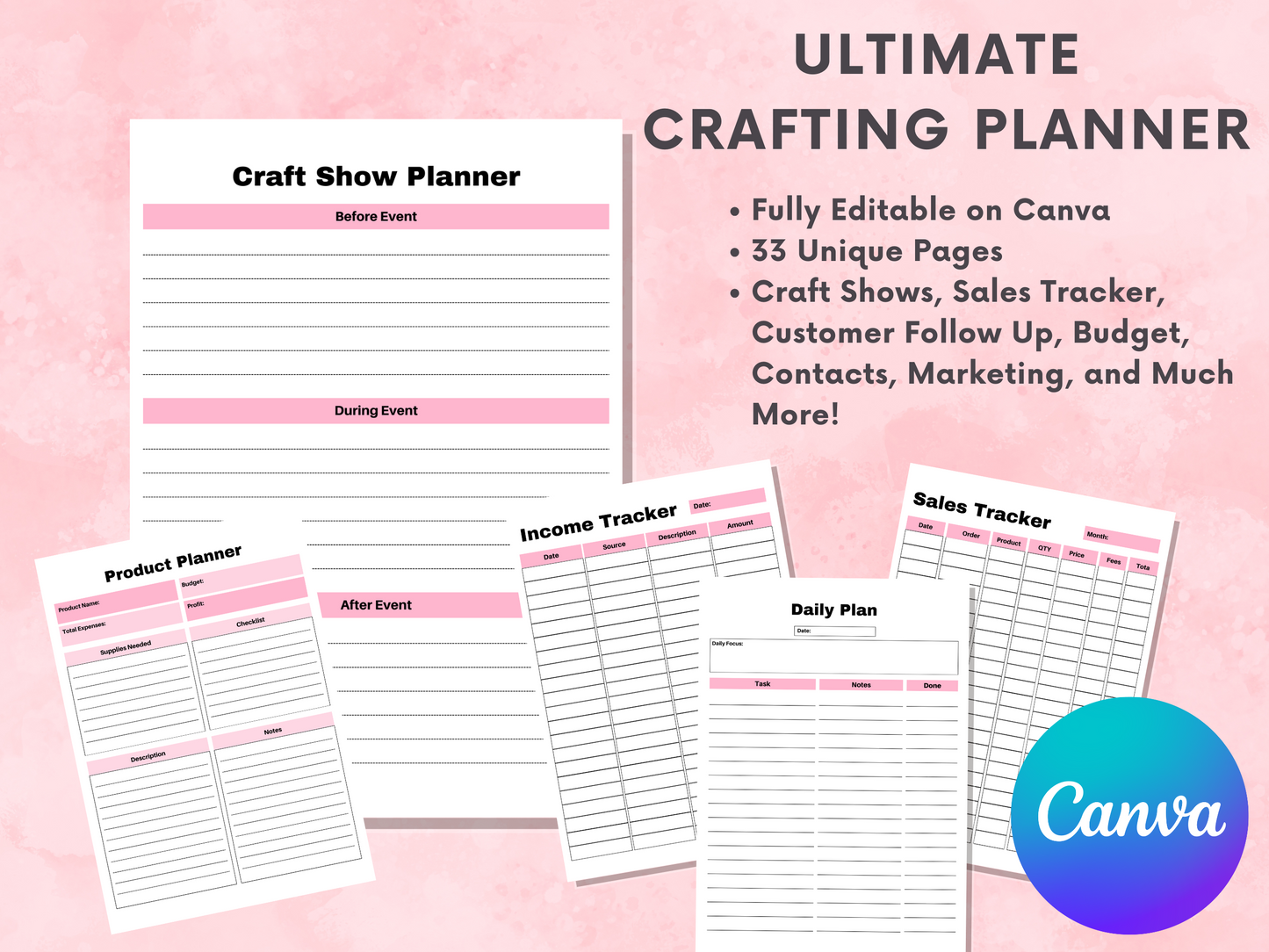 Ultimate Crafting Planner Editable on Canva