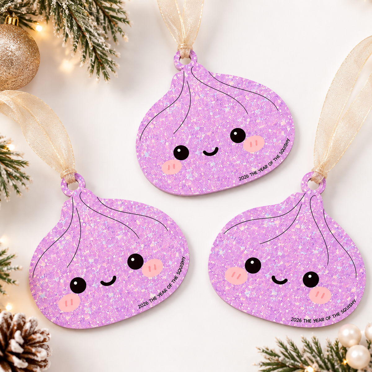 2026 Glitter Dumpling Christmas Ornament | Year of the Squishy Acrylic Ornament
