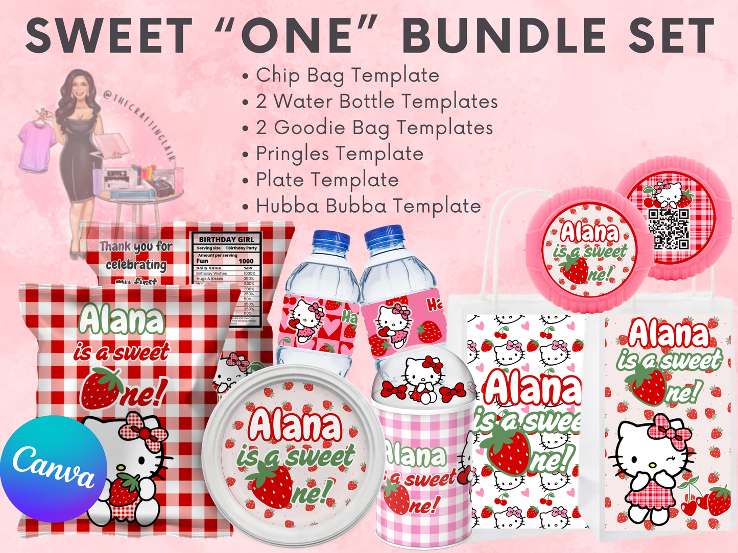 Sweet "One" Birthday Party Template Bundle - Canva Editable Template | Instant Download