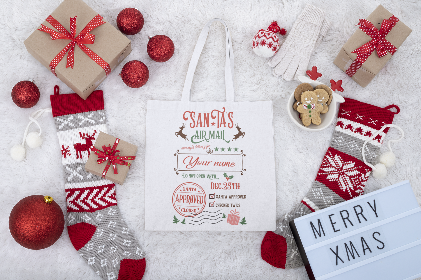 Santa's Air Mail Custom Christmas Tote Bag