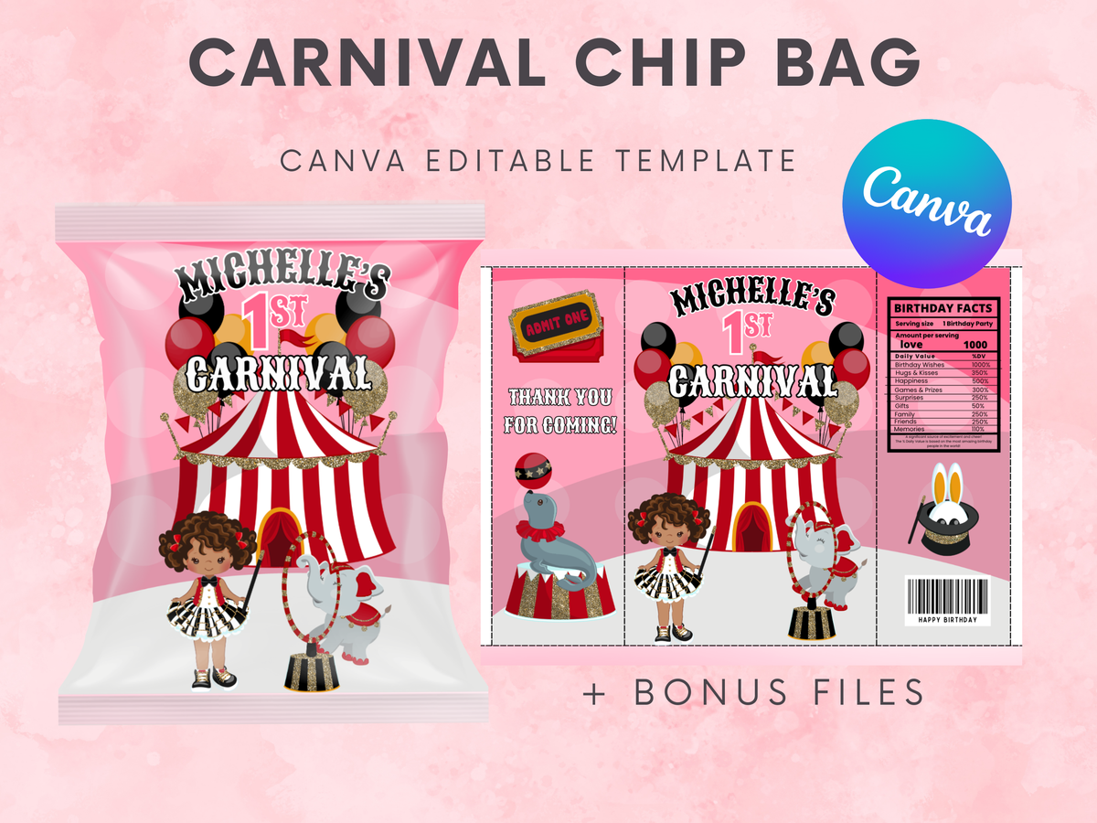 Plantilla de lienzo para bolsa de patatas fritas de carnaval