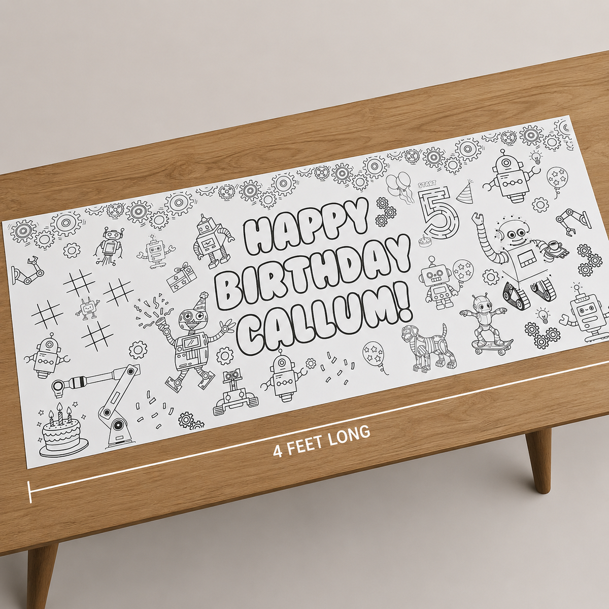 Personalized Coloring Table Runner | Custom Kids Party Activity