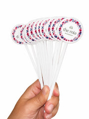 Custom Logo Drink Stirrers | Circle Topper Cocktail Stirrers