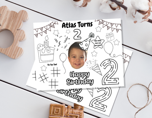 Personalized Birthday Activity Playmat with Photo, Name & Age