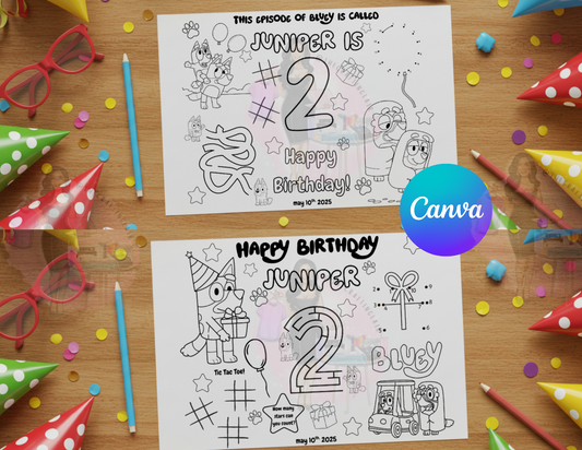 2 Blue Dog Activity Play Mats - Canva Template