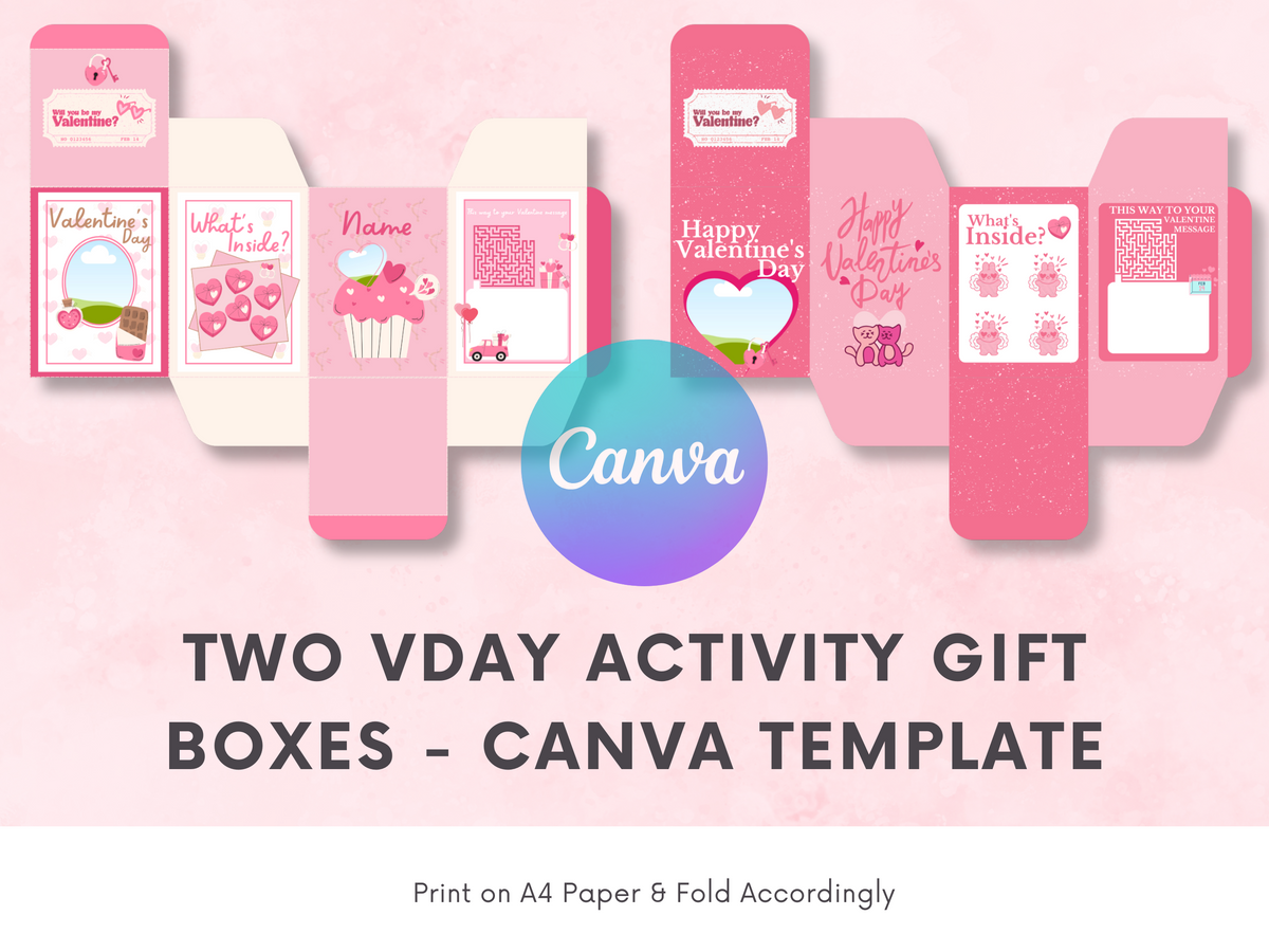 Cajas de actividades de Canva para el Día de San Valentín (juego de 2)