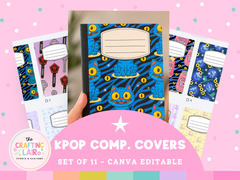 KPOP Composition Book Covers Canva Template | 11 Editable Printable Notebook Covers