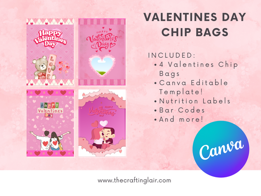 Valentines Day Chip Bags 4 PK Canva Template