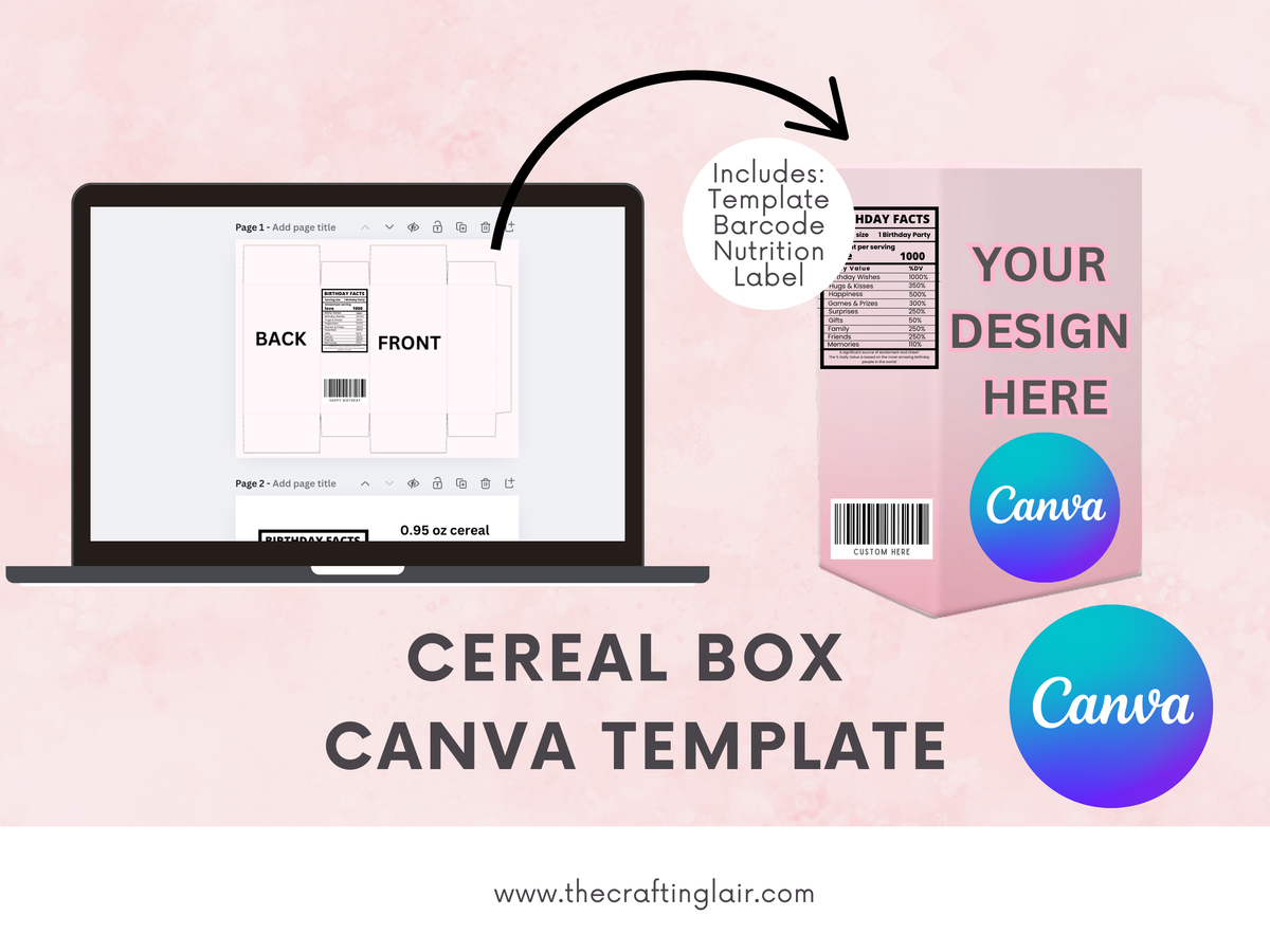 Plantilla de Canva para caja de cereales 0.95 oz