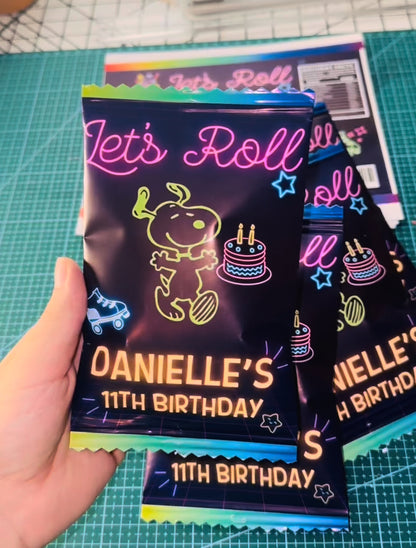 Neon Skating Party Favor Template Bundle 