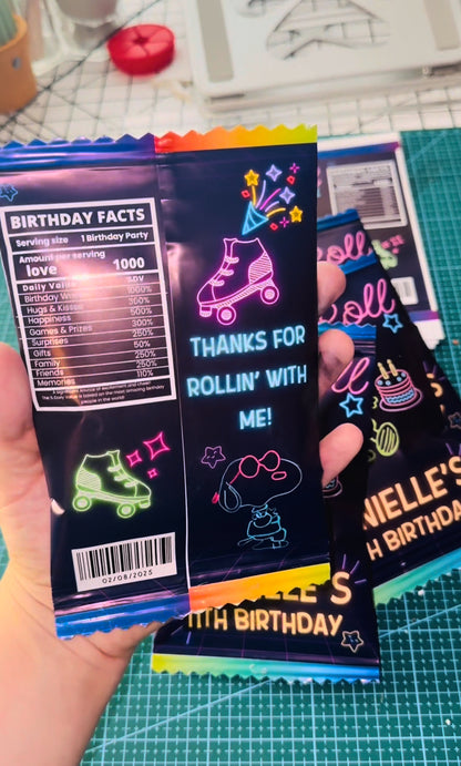 Neon Skating Party Favor Template Bundle 