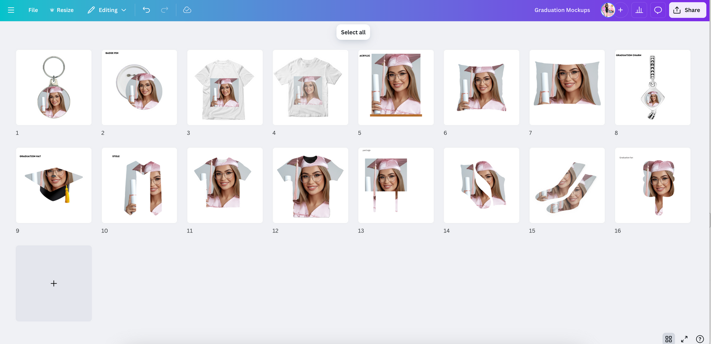 Graduation Mockup Canva 16 PC Bundle