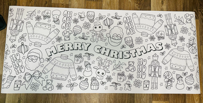 Black and white Christmas coloring activity paper print
