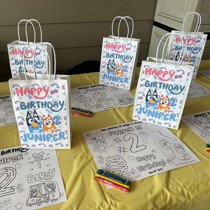 Personalized kraft party favor bag design example