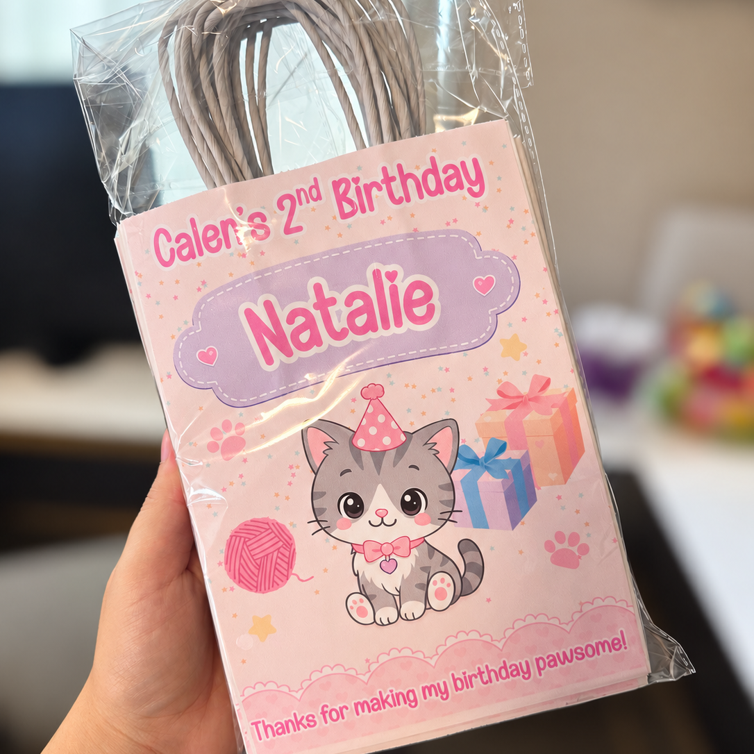 Custom personalized kraft favor bags by The Crafting Lair