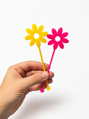 Acrylic Flower Drink Stirrers | Pink & Yellow Daisy Cocktail Stirrers