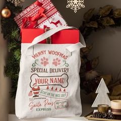Bolsa de regalo navideña personalizada Woofmas para perros