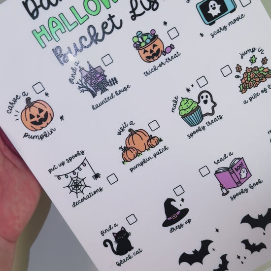 Halloween bucket list how to use, use a dry eraser marker then gently wipe away