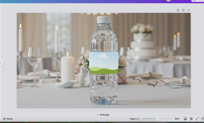 Wedding Water Bottle Label Mockup Canva Template