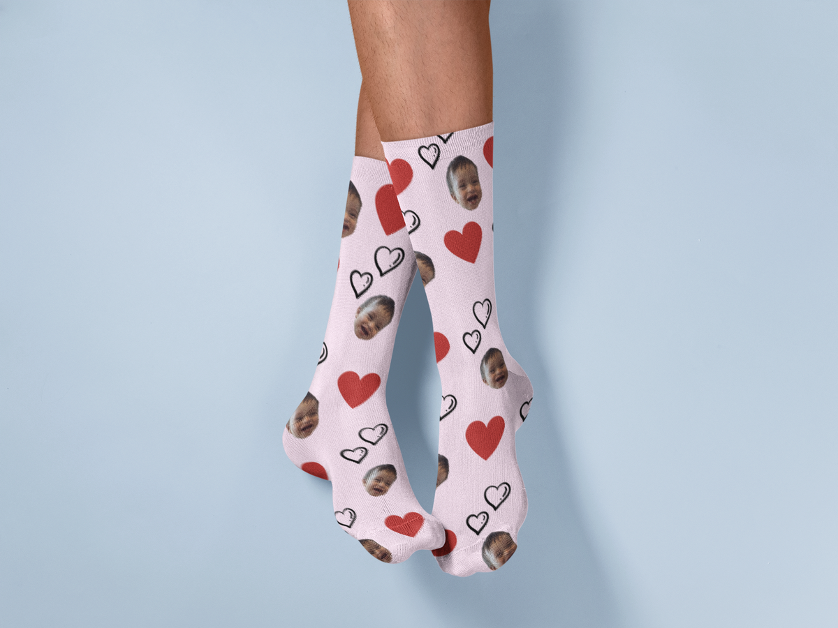 Calcetines personalizados con cara de corazón